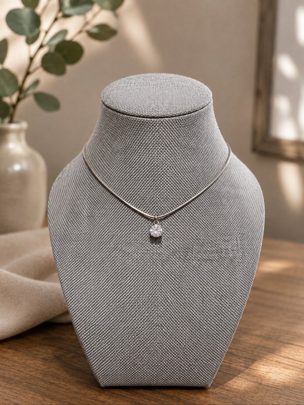 ✨ Elegant Silver Necklace with Crystal Pendant ✨